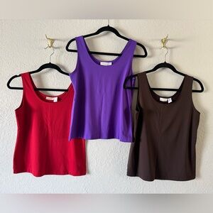 NWOT Bundle Of Three Chicos Layering Tank Tops Size Medium Red Purple Brown